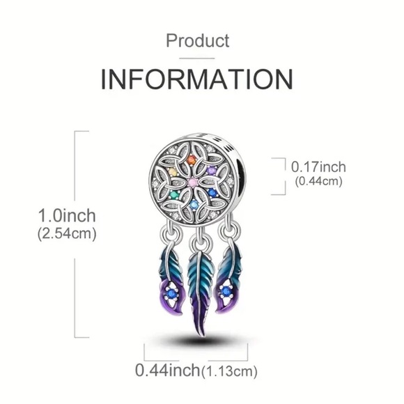 Elegant Silver and Multicolor Dream Catcher Charm - Picture 2 of 4
